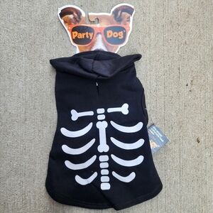 NWT Party Dog Pet Skeleton Halloween Costume Cosplay Hooded Bones Size Small New